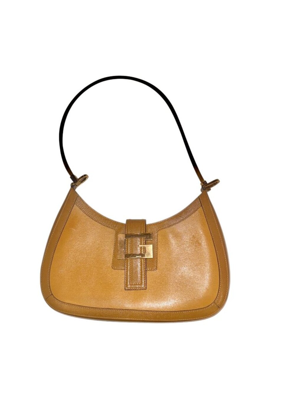 Gucci Vintage G Buckle Camel Shoulder Bag